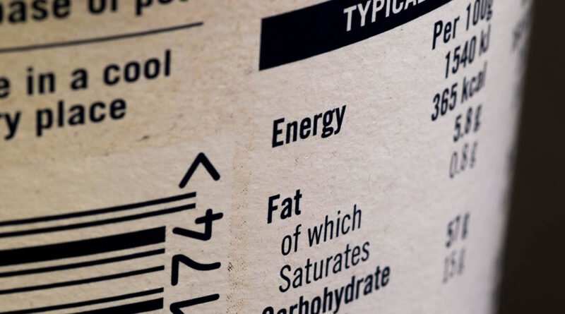 Información nutricional en la etiqueta de un envase de alimento